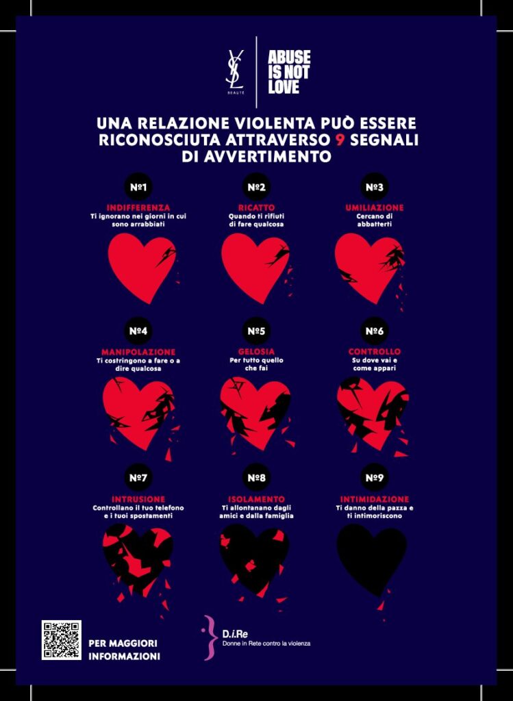 YSL - Leaflet 9 signs ABUSE IS NOT LOVE